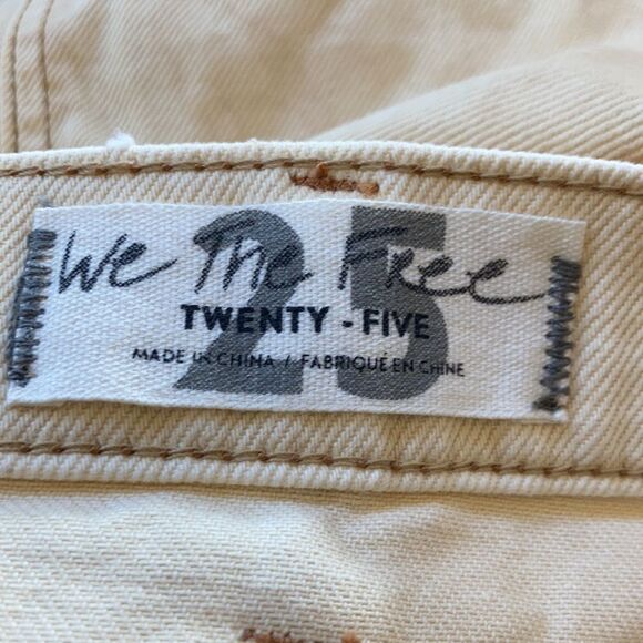 FREE PEOPLE
Women's Faux-wrap Distressed Denim Skirt In Butter Cream Size 25 - Picture 5 of 6